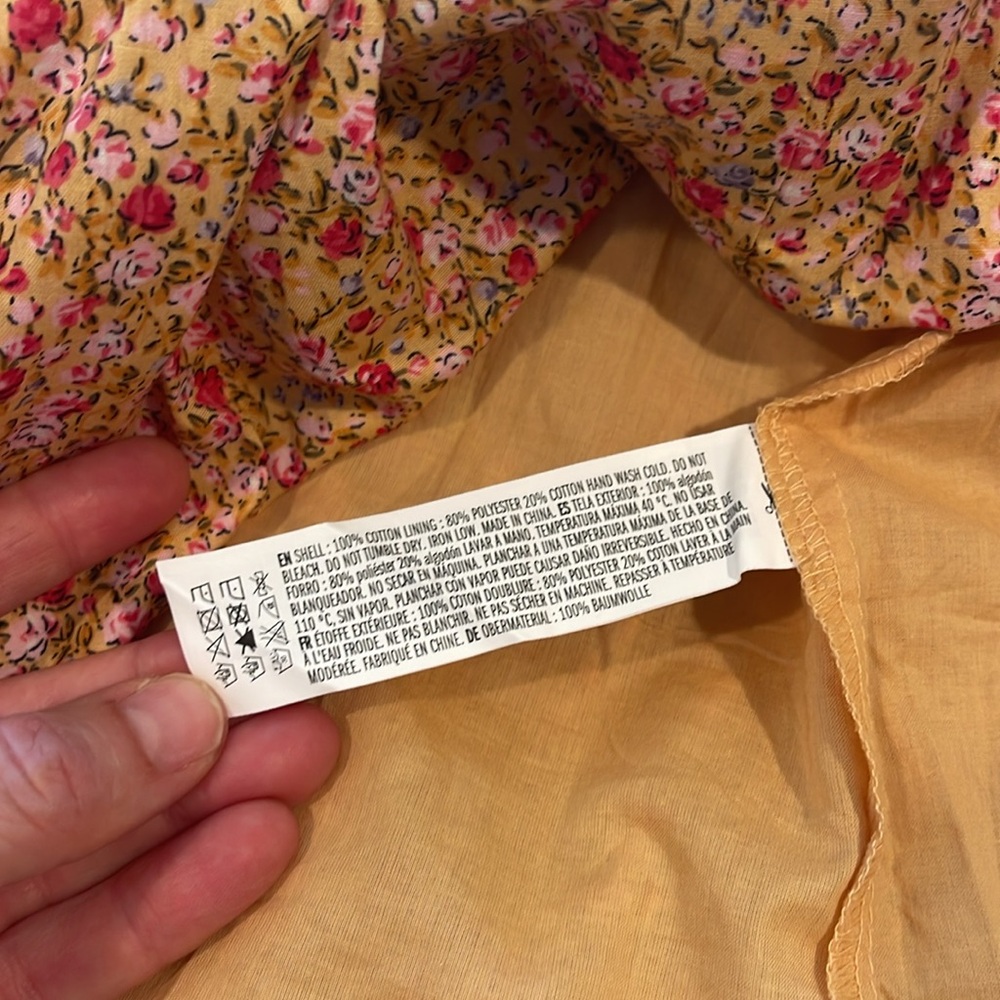 English Factory | Cotton Floral Ruffled Midi Dress, orange with pink roses, XS - Picture 11 of 11
